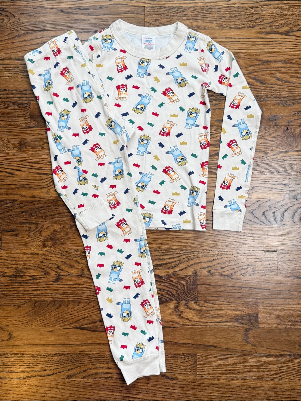Hanna Andersson Kids 100% Organic Cotton Bluey & Bingo Multicolor Cream Pajamas
